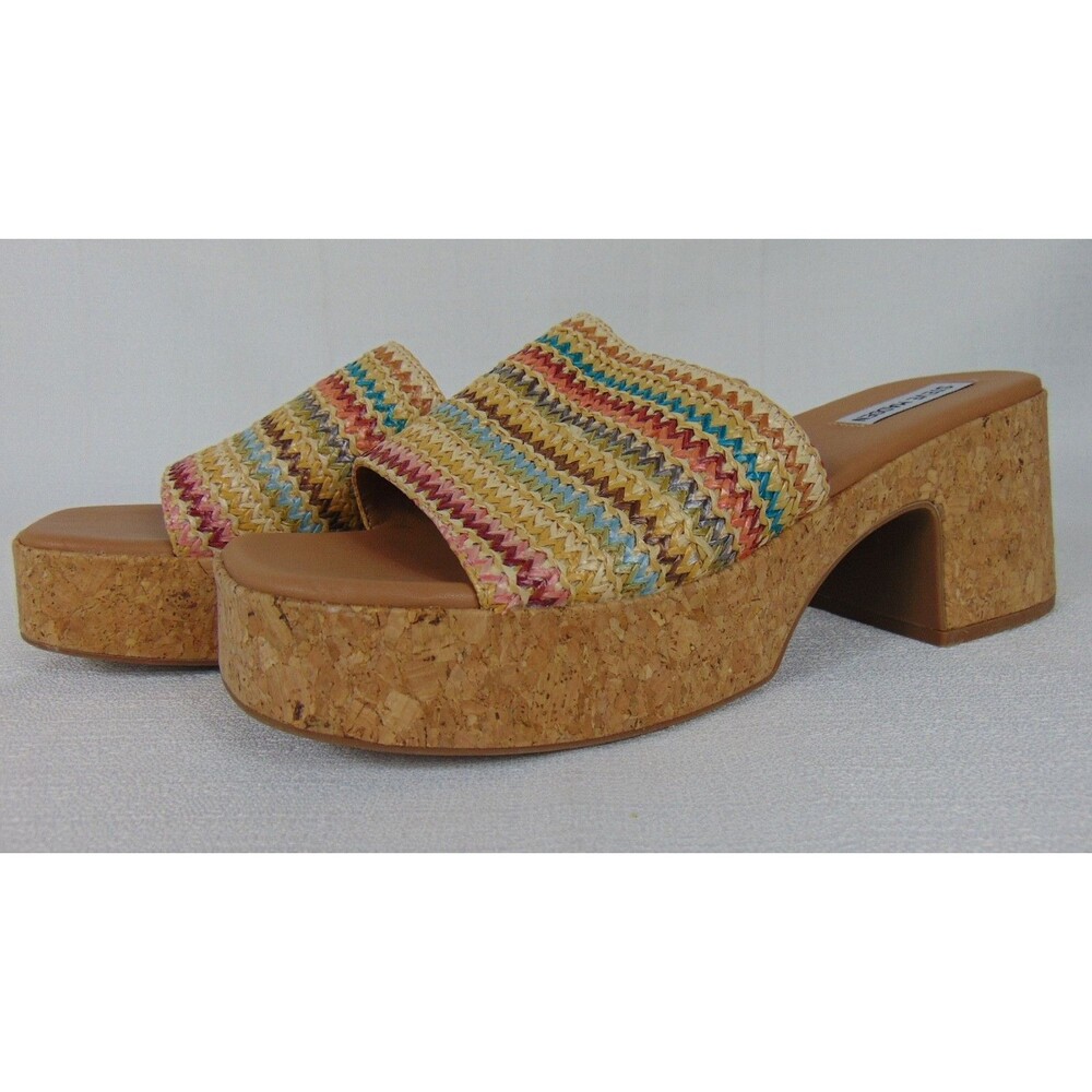 Steve Madden Canary Womens 11M Platform Sandals Raffia Chunky Slip On Mule 11 M - Picture 3 of 10